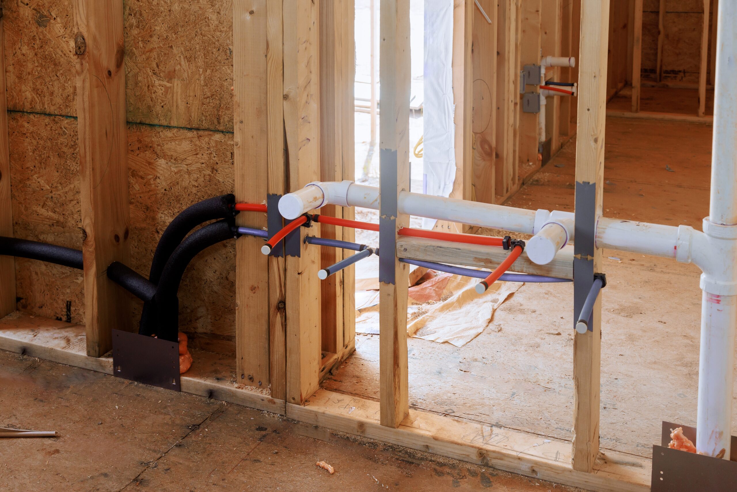contractor planning plumbing for new construction in Parker CO at a building site
